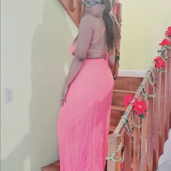 COPY - Coral Criss Cross Back Maxi Dress - Picture 6 of 7